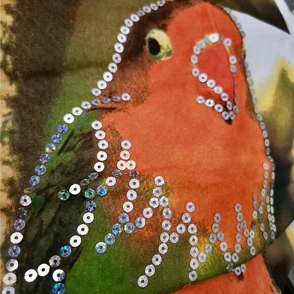 POL Lovebird Graphic Baby Tee sz. S M L Sequin Bedazzle Long-Sleeved‎ NWOT - Picture 4 of 4